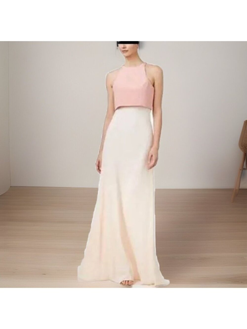 Jill Jill Stuart maxi dress size 6 woman’s pale pink flared halter top
